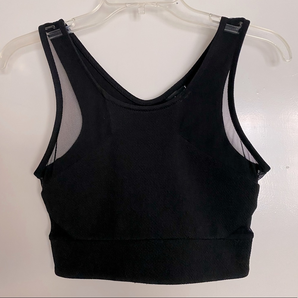 Black sports bra with mesh details